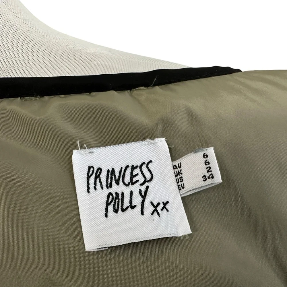 Princess Polly Womens Haven Quilted Jacket Sz 2 Green Open Front